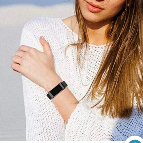 NWT FitBit Black Large Charge3/4 StainlessSteel Metal Mesh Magnetic Replace Band - Picture 5 of 5